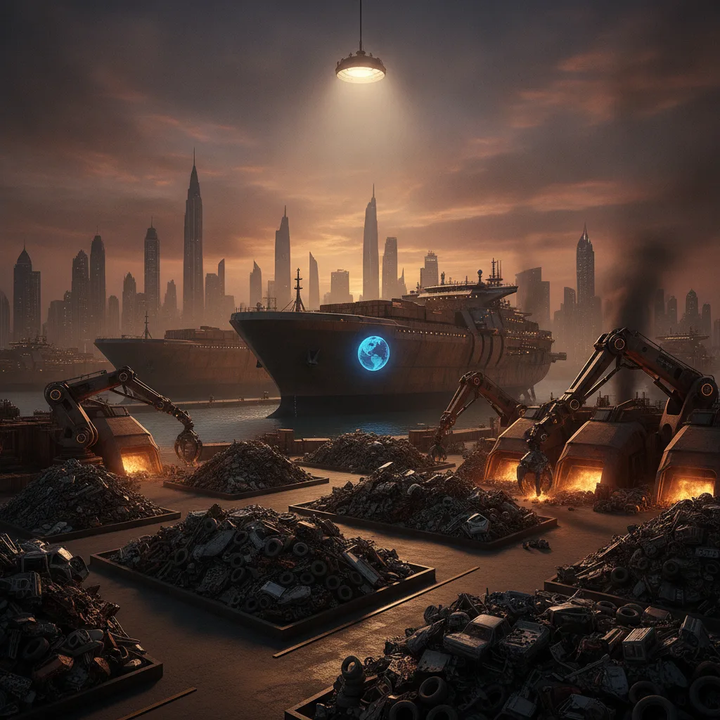 Editorial illustration — Blue Planet Lands in Dubai: GCC Circular Economy Shifts