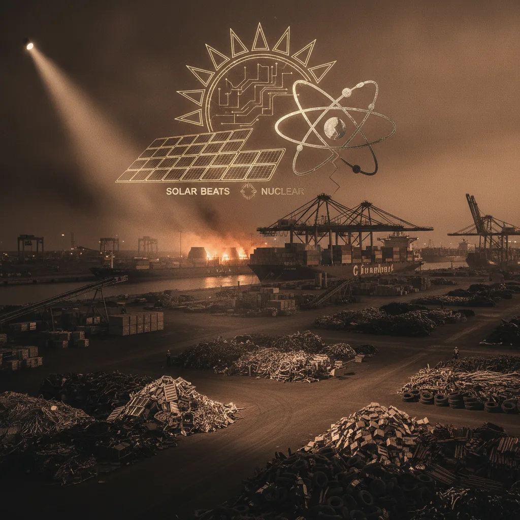 Editorial illustration — Solar Beats Nuclear: The Circular Economy Reckoning